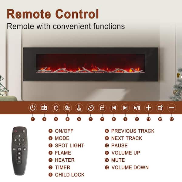Mondawe 72 in. 5120 BTU Wall-Mounted Electric Fireplace Insert
