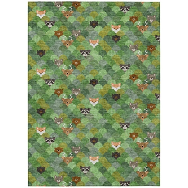Chantille Machine Washable Indoor/Outdoor Abstract ACN2582 Green 9 ft. x 12 ft. Area Rug