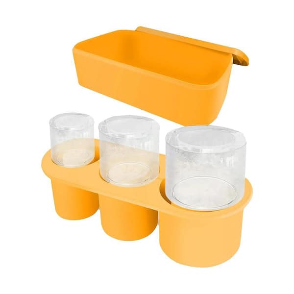 40 oz. Yellow Silicone Tumbler Hollow Cylinder Ice Mold with Lid and Bin, Slow-Melt Ice for Water Bottles and Drinks