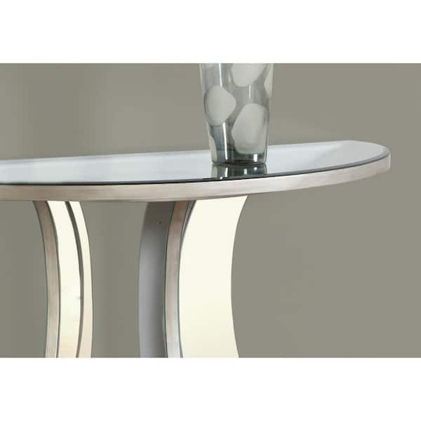 HomeRoots 14.5 in. Silver Half-Circle Glass End Table