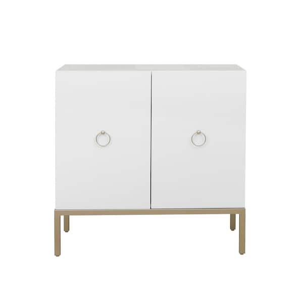 Accentrics Home Metal Base White Door Cabinet