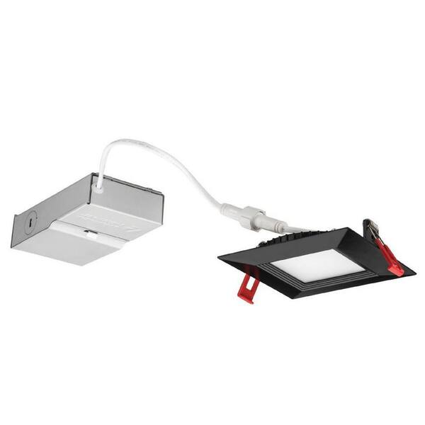 Lithonia Lighting WF4 Wafer Square 4 in. Soft White New Construction or Remodel Wet Location Integrated LED Recessed Kit