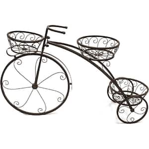30.5 in. x 10 in. W x 20.5 in. Bronze Iron Tricycle Plant Stand (3-Tiered)
