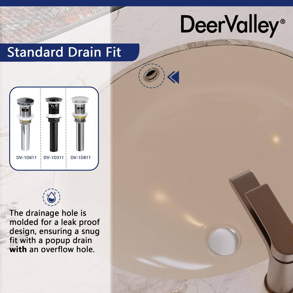 Beige Ceramic 18" Oval Undermount Bathroom Sink