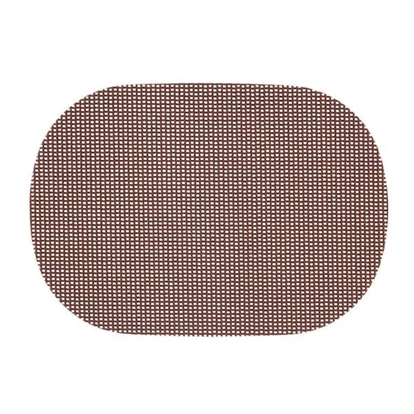 Fishnet 17 in. x 12 in. Chocolate PVC Covered Jute Oval Placemat (Set of 6)