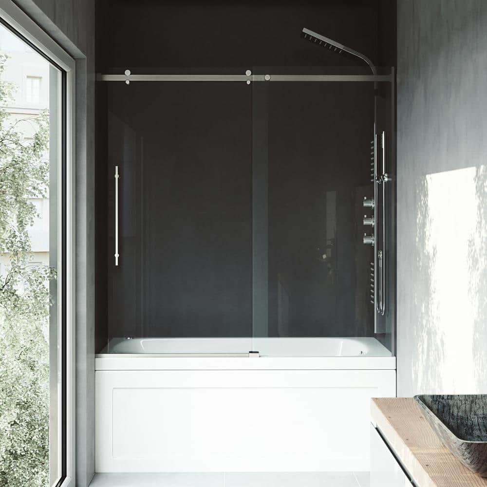 Luca 60" Frameless Sliding Tub Door with Clear Glass