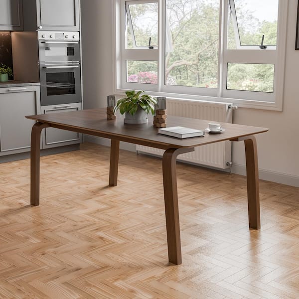 Furniture of America Forest Wisp Mid Century Modern Walnut Wood 71 in. 4 legs Dining Table (Seats 6)