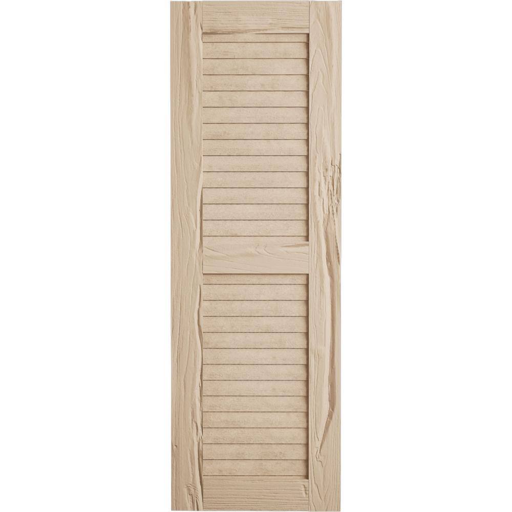 Riverwood Tan Faux Wood 52" Shutters with Louver Design