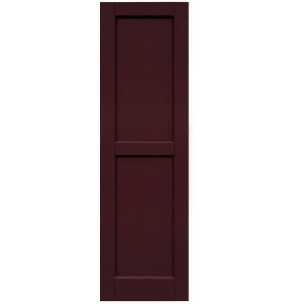 Winworks Wood Composite 15 in. x 51 in. Contemporary Flat Panel Shutters Pair #657 Polished Mahogany