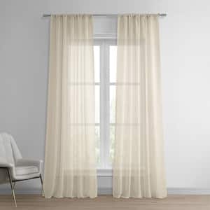 Beige Solid Rod Pocket Sheer Curtain - 50 in. W x 108 in. L (1 Panel)