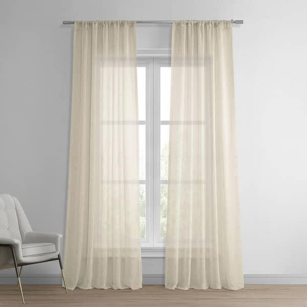 Exclusive Fabrics & Furnishings Beige Solid Rod Pocket Sheer