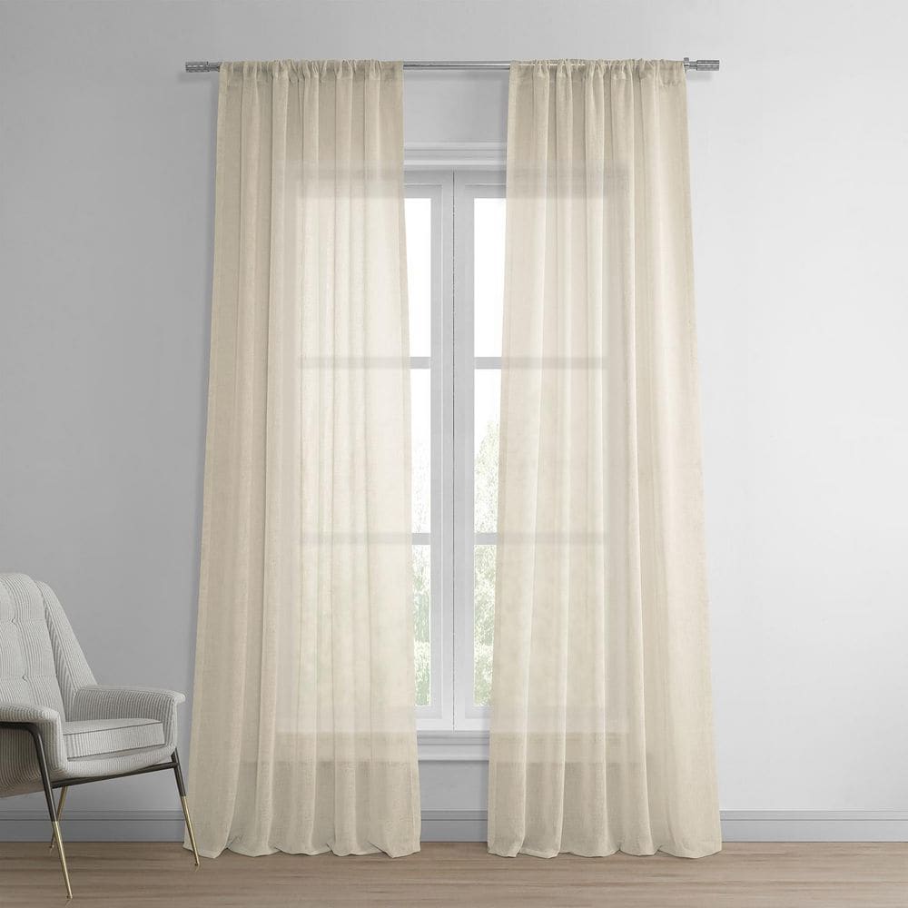 Exclusive Fabrics & Furnishings Beige Solid Rod Pocket Sheer Curtain - 50 in. W x 96 in. L (1 Panel)