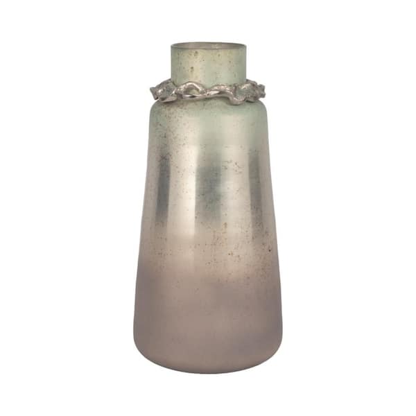 Liv & Skye 17 in. Silver Glass and Nickle Decorative Vase with Bracelet