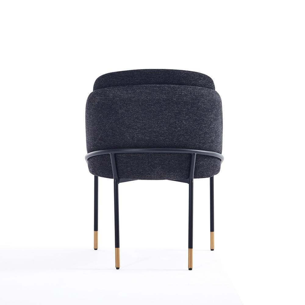High Back Black Linen Upholstered Metal Side Chair