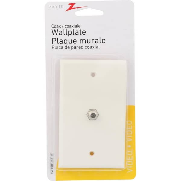 Zenith Flush Mount Ethernet/Coaxial Cable Wall Jack, White