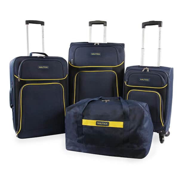 Nautica 3 Piece Hardside 4-Wheeled Luggage Set, Silver/Black/Empire Yellow
