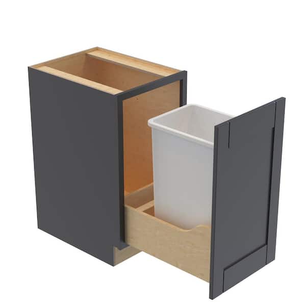 Washington 18 in. W x 24 in. D x 34.5 in. H Assembled Plywood Trash Can Cabinet in Valiant Onyx with Soft Close Door