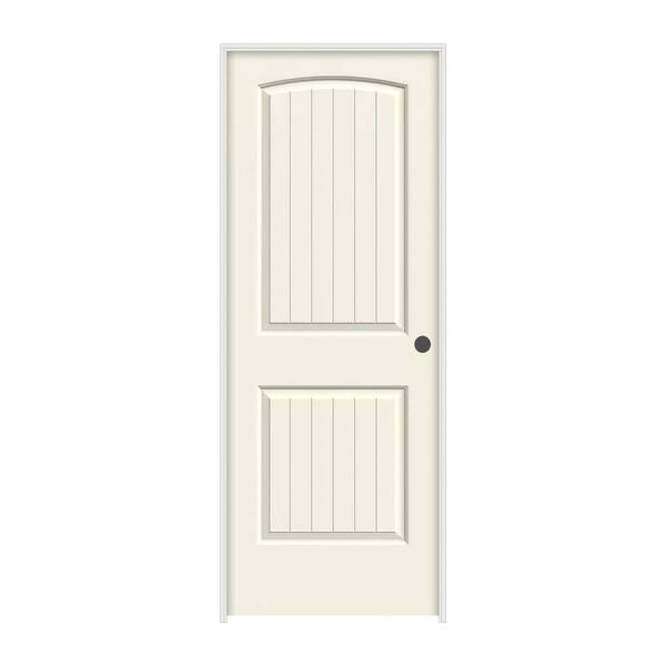 JELD-WEN 28 in. x 80 in. Santa Fe Vanilla Painted Left-Hand Smooth Solid Core Molded Composite MDF Single Prehung Interior Door