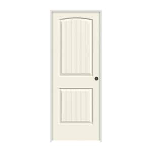30 in. x 80 in. Santa Fe Vanilla Painted Left-Hand Smooth Solid Core Molded Composite MDF Single Prehung Interior Door