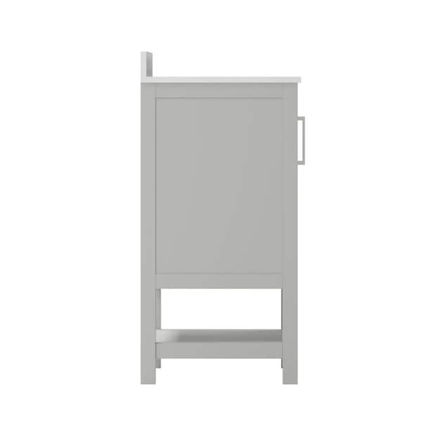 36 in. W x 19 in. D x 38 in. H Single Sink Freestanding Bath Vanity in Gray with White Stone Top