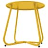Sudzendf 17.75 in. W Yellow Metal Round Patio Outdoor Side Table, Weather- Resistant KIKIO204182 ...