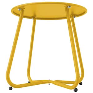 17.75 in. W Yellow Metal Round Patio Outdoor Side Table, Weather- Resistant