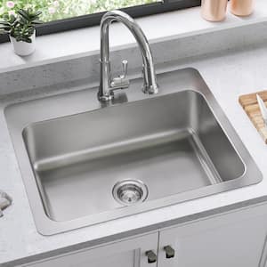 Dayton 27 in. Drop-In/Undermount Single Bowl 18-Gauge Stainless Steel Kitchen Sink Only