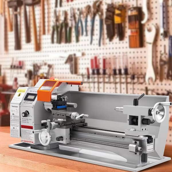 7 x 16 in. Compact Metal Lathe, 800W, Precision Lathe, Variable Speed 150-2500 RPM, Includes 3.9 in. Chuck and Tool Box