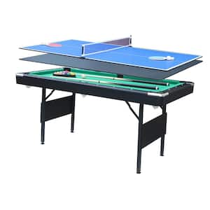 3-in-1 Green Portable Pool Table with Billiard Balls, Brush, Triangle Rack