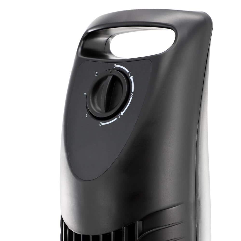 Black 32-Inch Oscillating Three-Speed Tower Fan