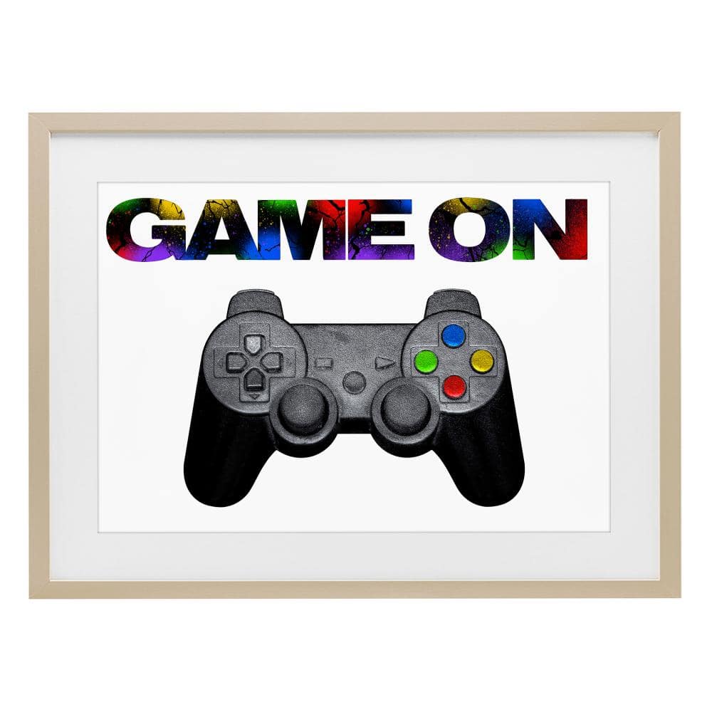 Controller Game On Splatter Birch Framed Print Under Glass, design by Marcus Prime