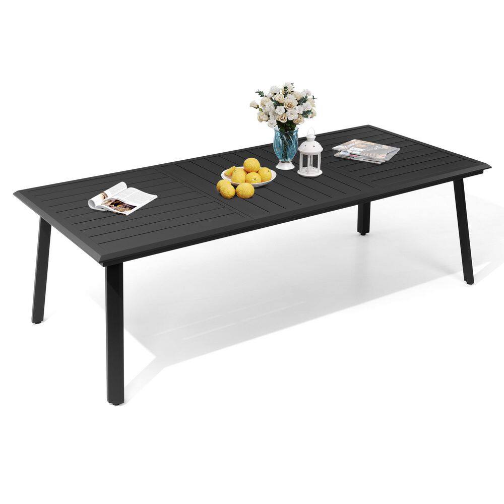 93.9 in. Patio Rectangular Aluminum Outdoor Dining Table in Glossy Black with Umbrella Hole price history on PriceWatchPro
