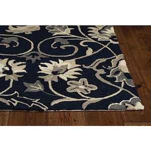 Mira Navy 5 ft. x 8 ft. Medallion Transitional Hand-Made Area Rug