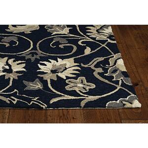 Mira Navy 7 ft. x 10 ft. Medallion Transitional Hand-Made Area Rug