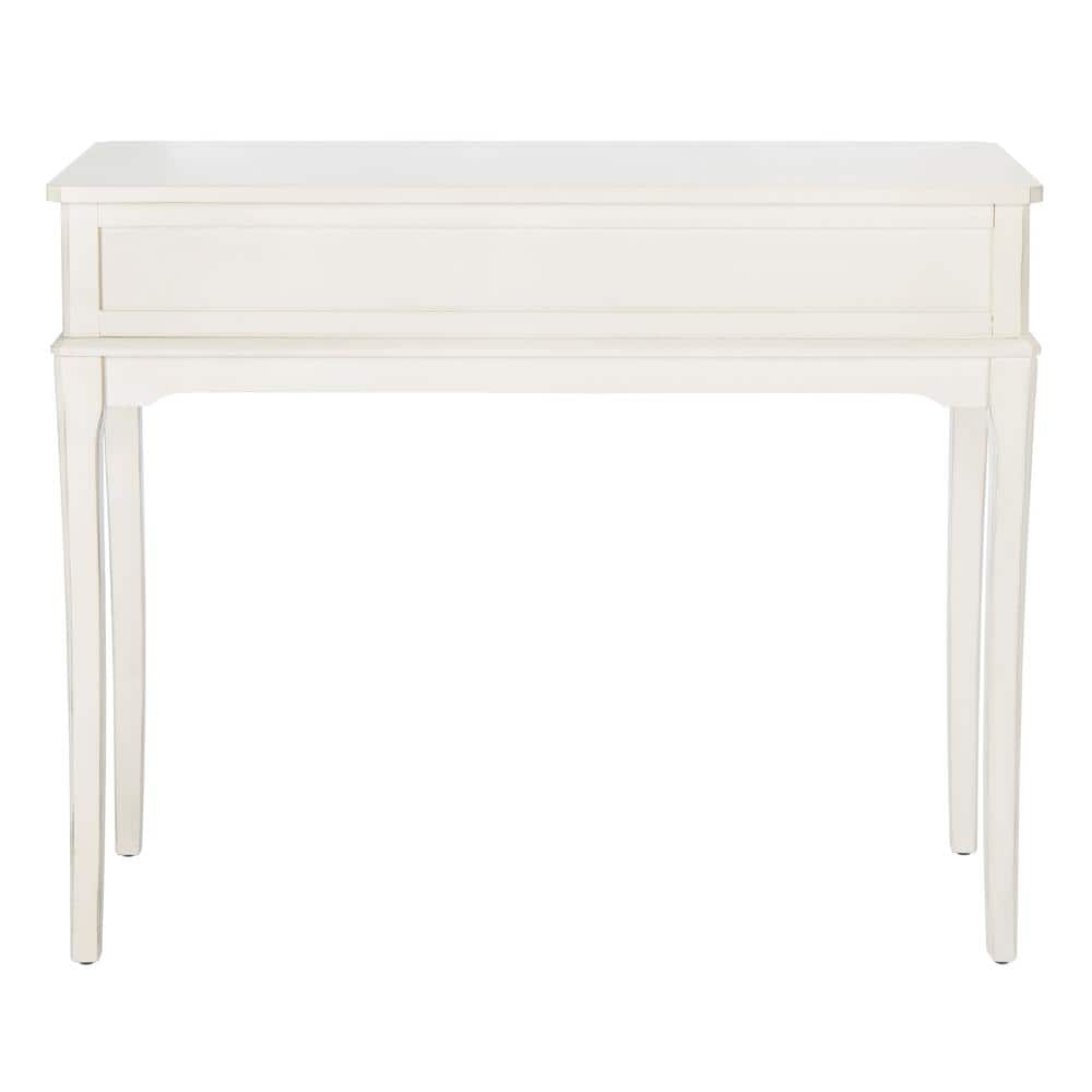 Distressed White French Country 2-Drawer Console Table