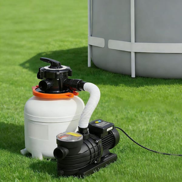 12 in. 1/3 HP 3000 GPH Sand Filter Pump System for Above Ground Pools with 6-Way Multi-Port Valve