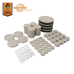 Assorted Self-Adhesive Round Furniture Sliders, Felt Pads for Hard Floors and Surface Bumpers Value Pack (108-Piece)