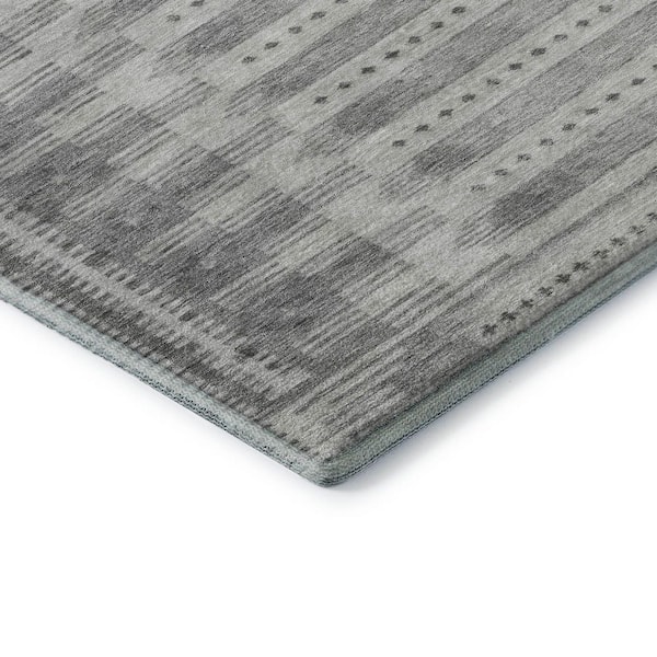 Mayfield Premium Machine Washable Abstract AMF1917 Gray 2 ft. x 7 ft. Runner Rug