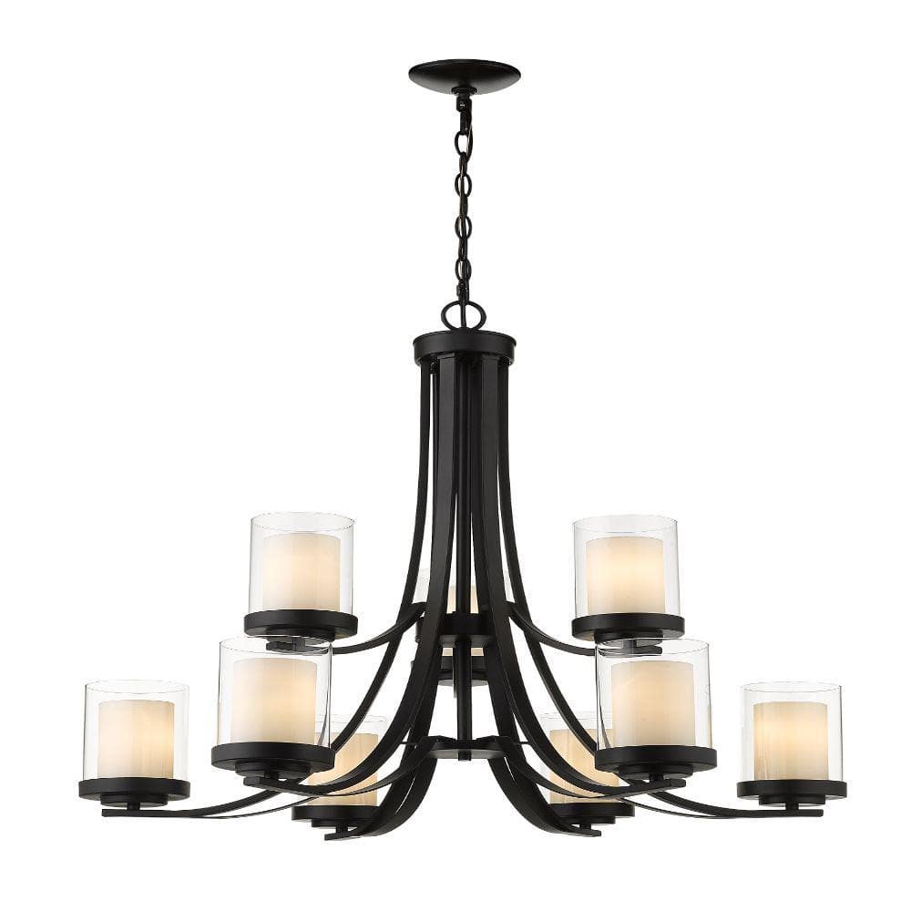 Willow 9-Light Matte Black Chandelier with Glass Shade 426-9-MB - The ...