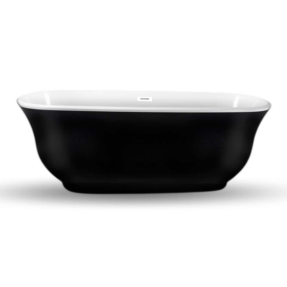 67 in. Acrylic Flatbottom Non-Whirlpool Bathtub in Glossy Black with Glossy White Drain and Overflow Cover price history on PriceWatchPro