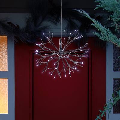 16 in. Tall Holiday 3D Snowflake White Hanging Ornament with LED Lights