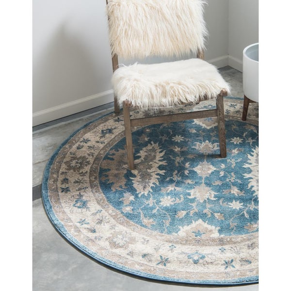 Salzburg Itzling Light Blue 5' 0 x 5' 0 Round Rug