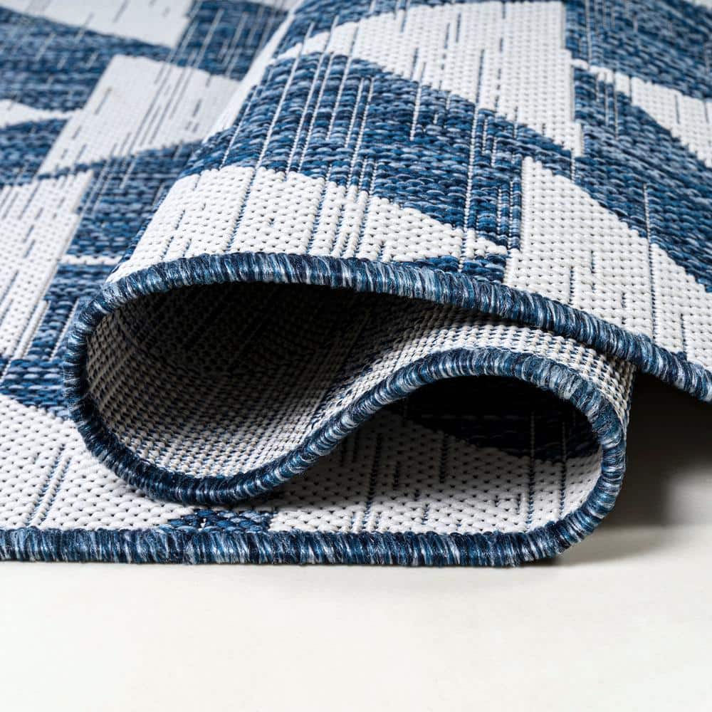 Andratx 8' x 10' Blue Geometric Synthetic Indoor/Outdoor Rug