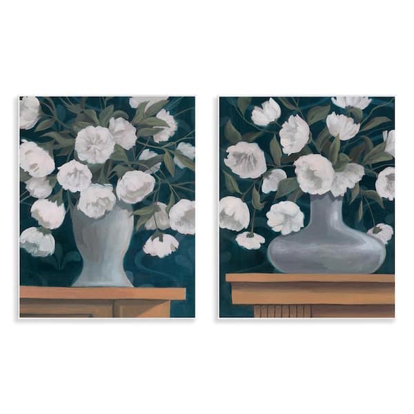 Stupell Industries Flower Vases on Table Top by Grace Popp 2-Pieces Unframed Nature Graphic Art Print 14 in. x 11 in.
