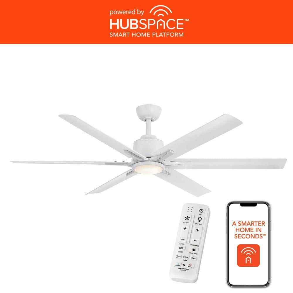 Home Decorators Collection Kensgrove II 60 in. Smart Indoor/Outdoor Matte  White Ceiling Fan with Remote Included Powered by Hubspace N608A-MWH - The  ...