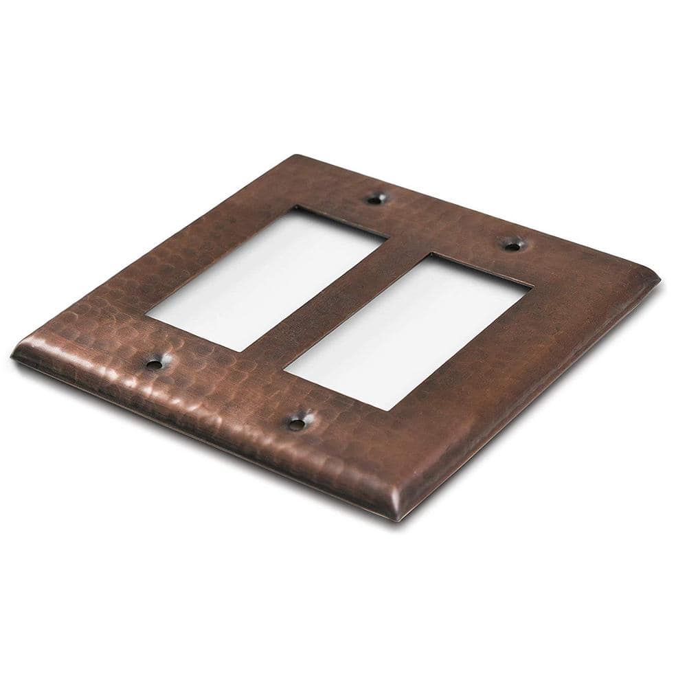 Hand Hammered Copper 2-Gang Rocker Decorative Wall Plate
