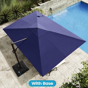 9 ft. x 12 ft. Single Top Cantilever Patio Umbrella in Navy Blue with 220 lbs. Base Stand