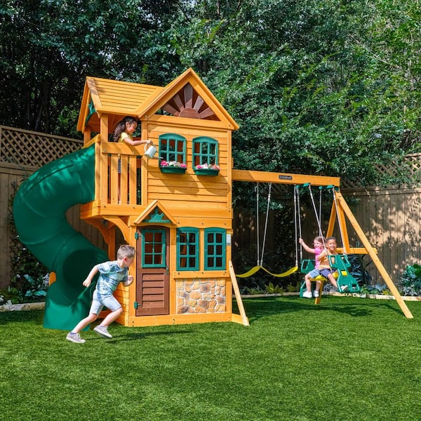 KidKraft DIY Buffalo Crossing Wooden Outdoor Playground Set with