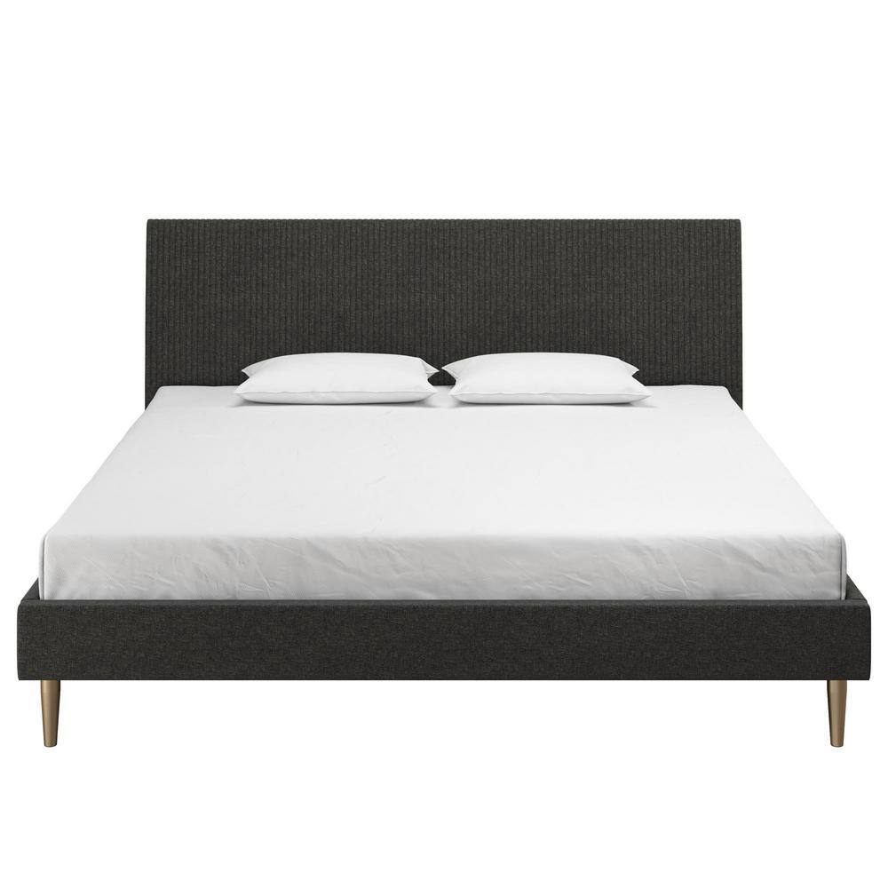 Mr. Kate Daphne Light Gray Velvet Upholstered King Bed with Headboard and Modern Platform Frame