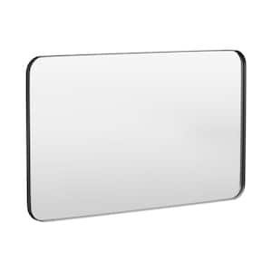 50 in. W x 30 in. H Tempered Glass Rectangular Framed Wall-Mounted Bathroom Vanity Mirror in Black